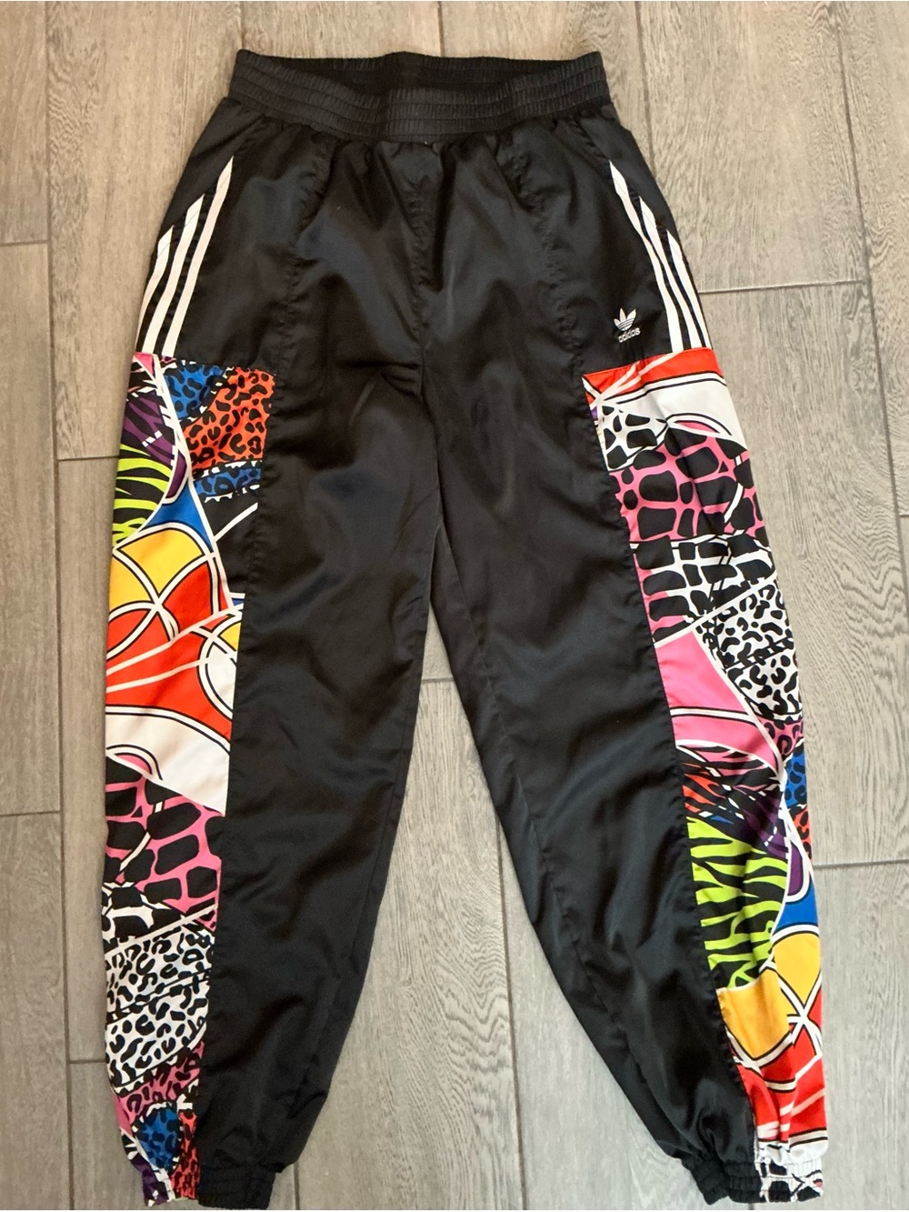 Adidas Black Multicolor Patchwork Track Pants #C09 - Picture 3 of 8